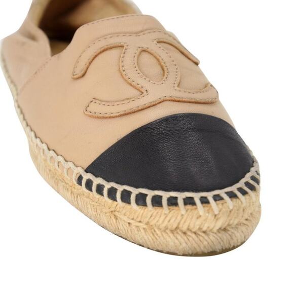 Chanel Embroidered Espadrille 37 Leather CC Cap Toe Flats CC-0803N-0006 - Picture 9 of 12